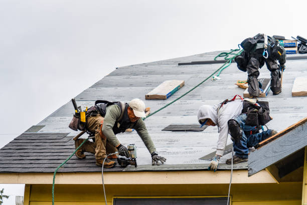 Professional Gutter Installation technician working in Swain, NY